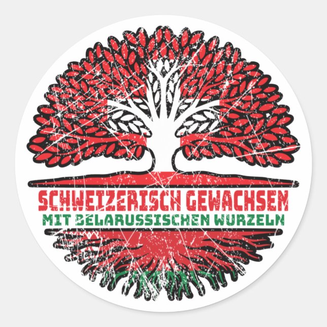 Belarus Belarussisch Schweizer Schweiz Baum Wurzel Classic Round Sticker (Front)