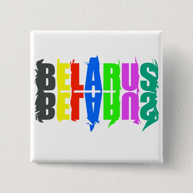 Belarus Colourful Happy Letters 15 Cm Square Badge (Front)