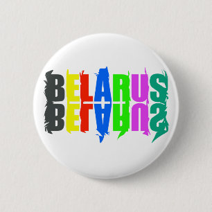 Belarus Colourful Happy Letters 6 Cm Round Badge