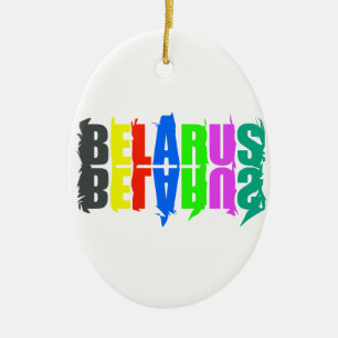 Belarus Colourful Happy Letters Ceramic Tree Decoration