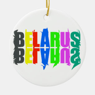 Belarus Colourful Happy Letters Ceramic Tree Decoration