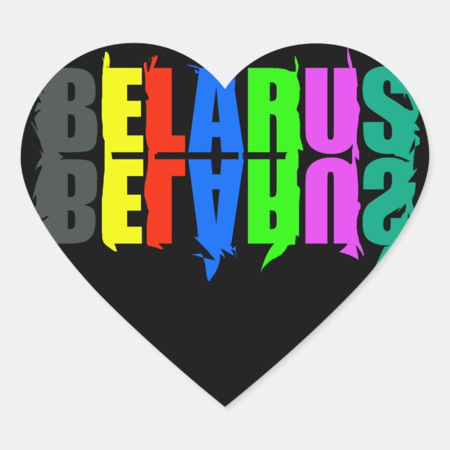 Belarus Colourful Happy Letters Heart Sticker (Front)
