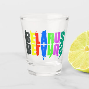 Belarus Colourful Happy Letters Shot Glass