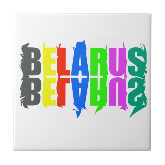 Belarus Colourful Happy Letters Tile (Front)