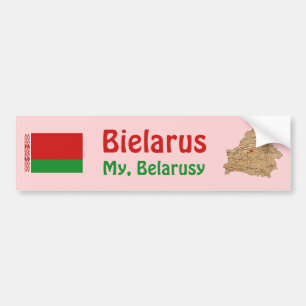 Belarus Flag and Map Bumper Sticker