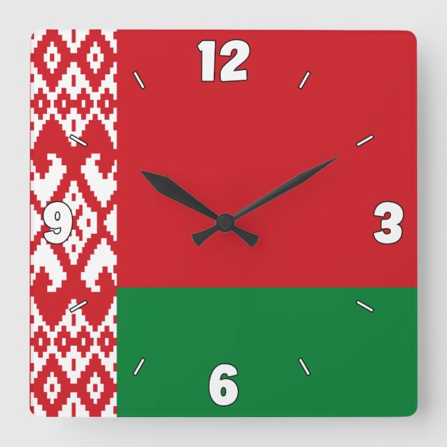 Belarus Flag Dazzling Patriotic Square Wall Clock (Front)
