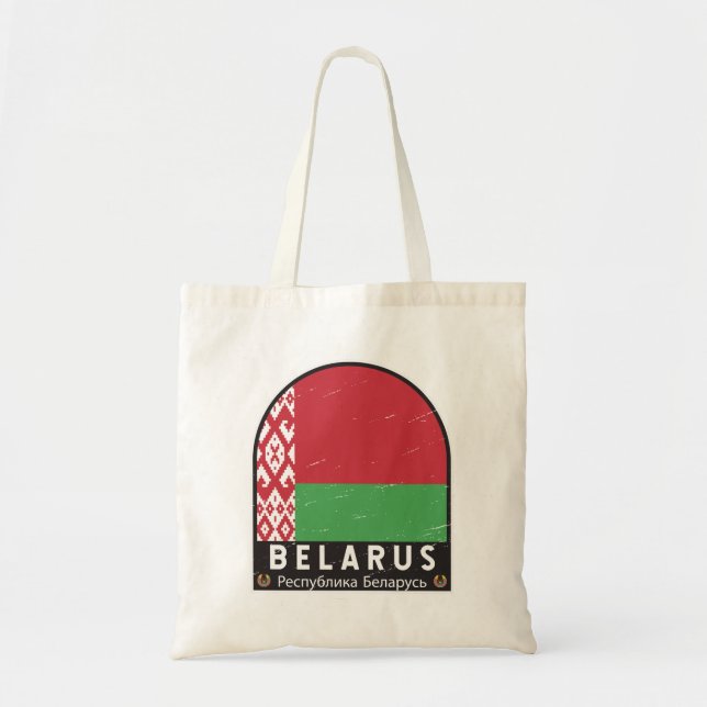 Belarus Flag Emblem Distressed Vintage Tote Bag (Front)