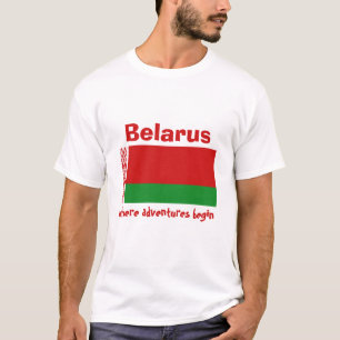 Belarus Flag + Map + Text T-Shirt