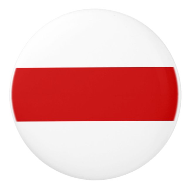 Belarus Flag (Red and White) Ceramic Knob (Front)