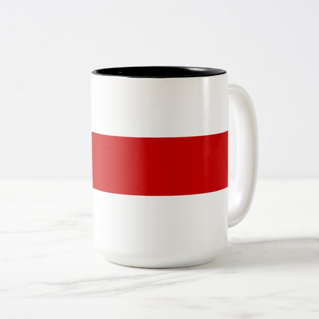 Belarus Flag (Red and White) Two-Tone Coffee Mug (Front Right)