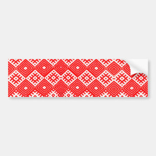Belarus Folk Red White Pattern Bumper Sticker