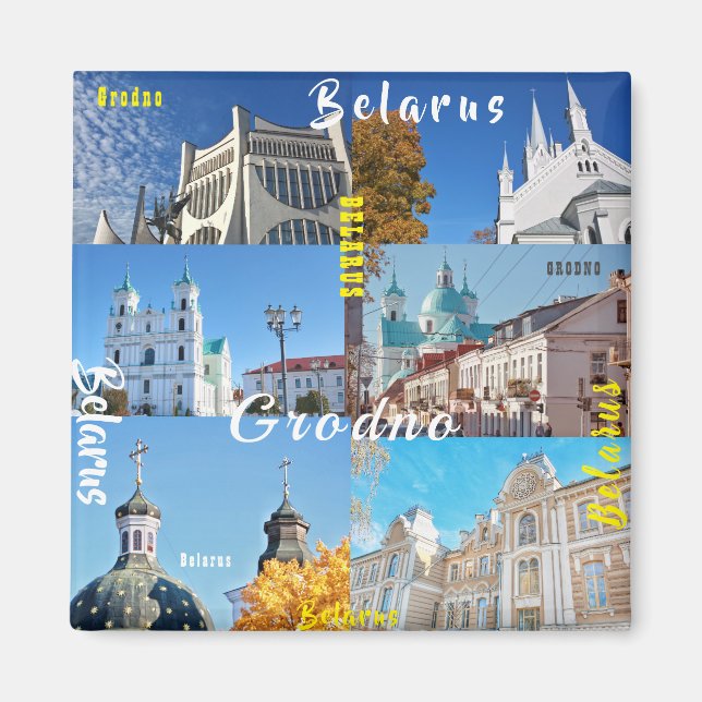 Belarus Grodno City Architecture Collage Magnet (Front)