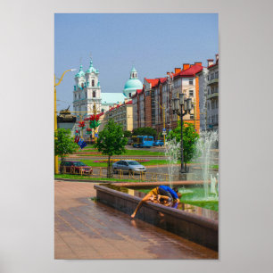 Belarus Grodno Cityscape City Architecture Street  Poster