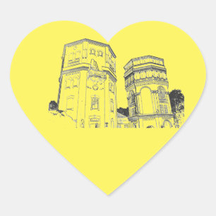 Belarus Grodno Water Towers Heart Sticker