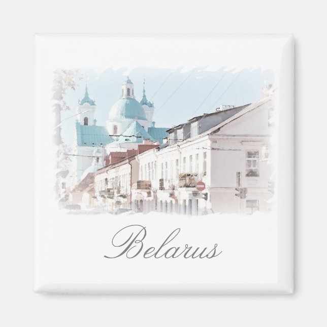 Belarus Hrodna Grodno Architecture Painting Magnet (Front)