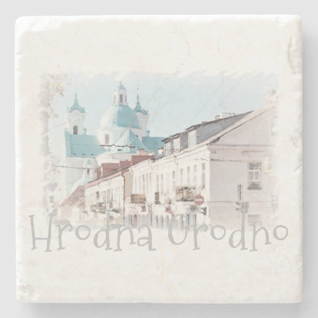 Belarus Hrodna Grodno Cityscape Stone Coaster (Front)