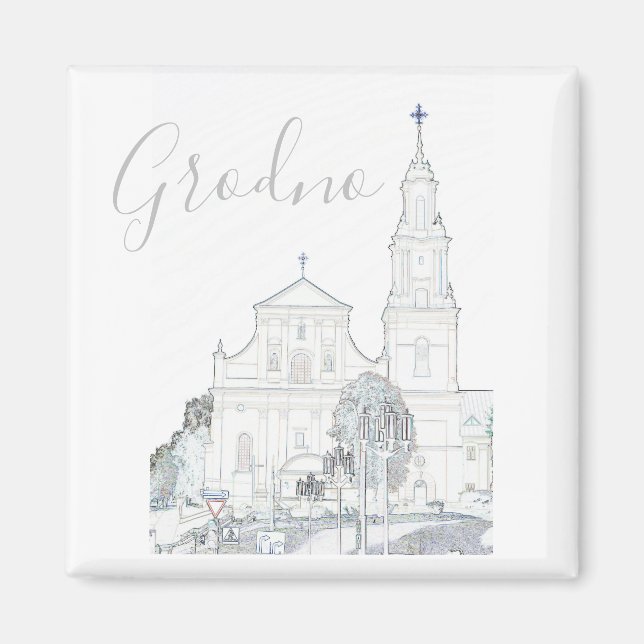 Belarus Hrodna Grodno Stylized Architecture Magnet (Front)