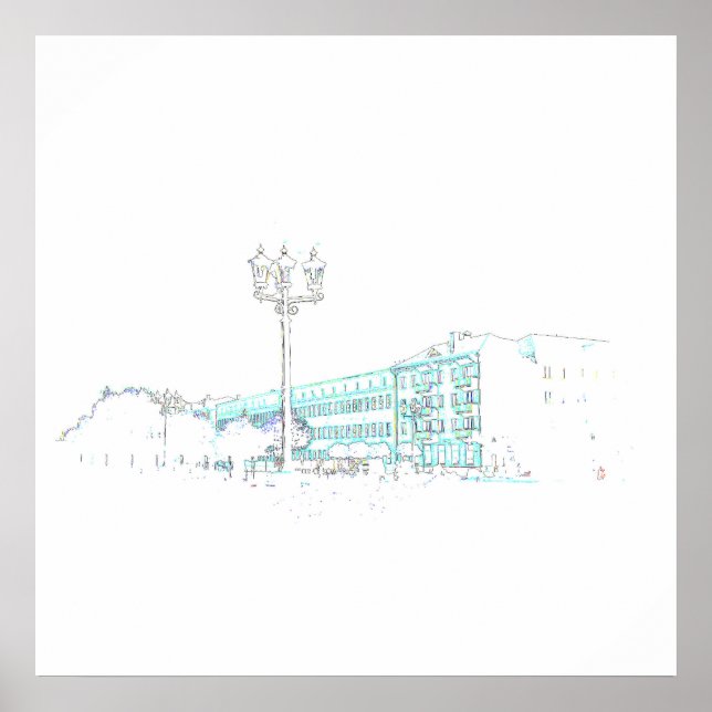 Belarus Hrodna Stylised Architecture Sketch Poster (Front)