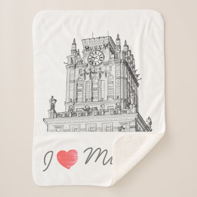 Belarus I Love Minsk City Gates Architecture Sherpa Blanket (Front)