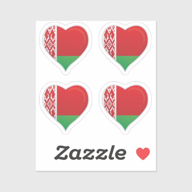 Belarus love flag pride heart sticker (Sheet)