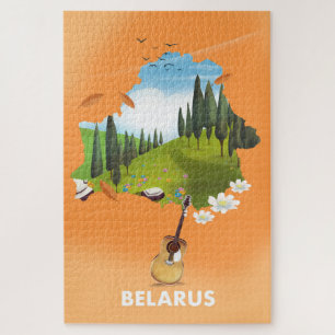 Belarus Map travel poster. Jigsaw Puzzle