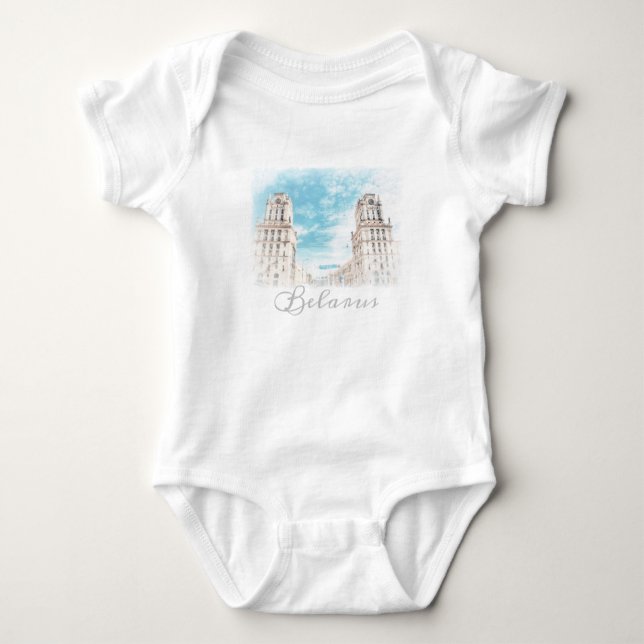 Belarus Minsk Architecture Baby Bodysuit (Front)