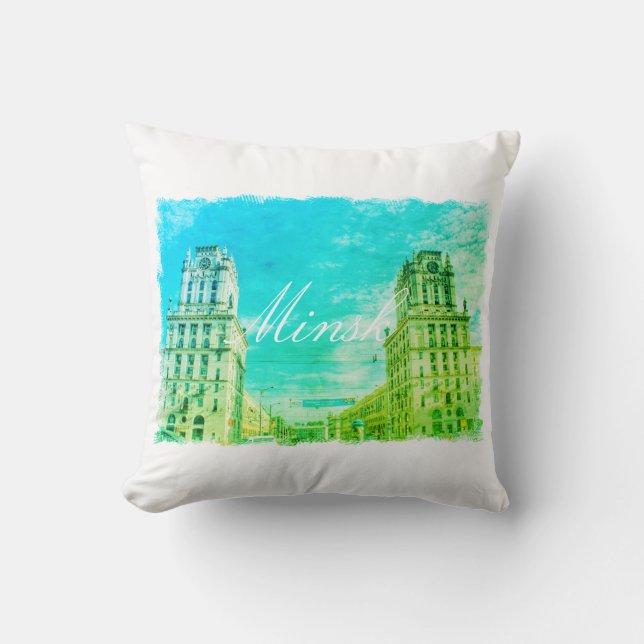 Belarus Minsk City Architecture Throw Pillow (Front)