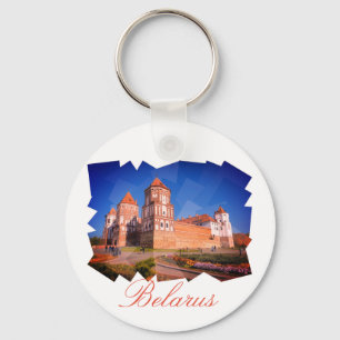 Belarus Mir Castle Architecture Button Keychain