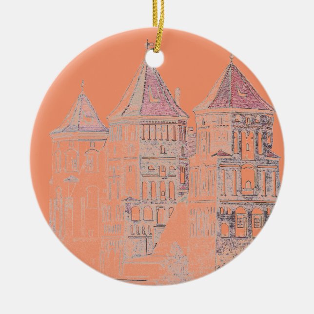 Belarus Mir Castle Architecture Ceramic Tree Decoration (Front)