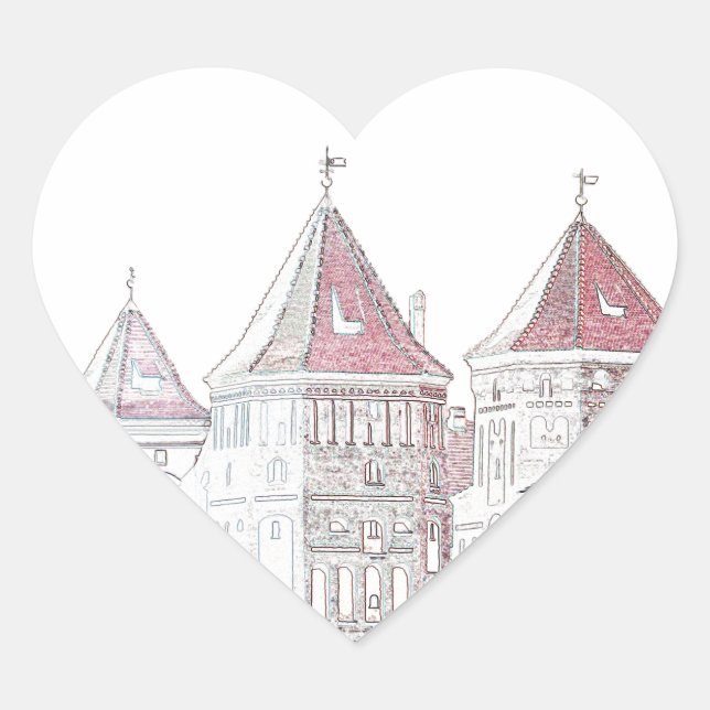 Belarus Mir Castle Architecture Heart Sticker (Front)