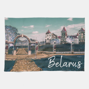 Belarus Mir Castle Architecture Landscape Tea Towel