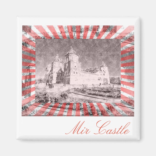 Belarus Mir Castle Architecture Painting Magnet (Front)