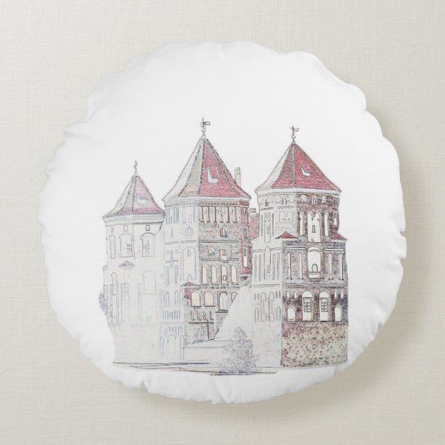 Belarus Mir Castle Architecture Round Cushion (Front)