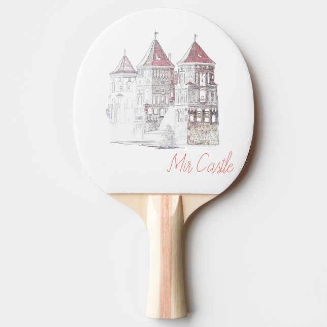 Belarus Mir Castle Architecture Sketch Ping Pong Paddle (Front)