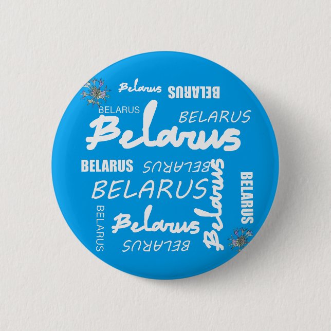 Belarus National Corn Flower 6 Cm Round Badge (Front)