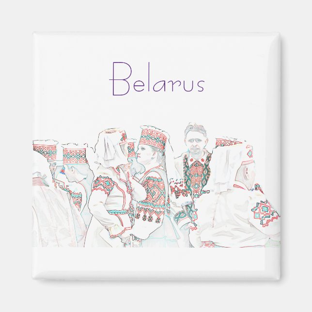 Belarus National Folk Outfit Sketch Magnet (Front)