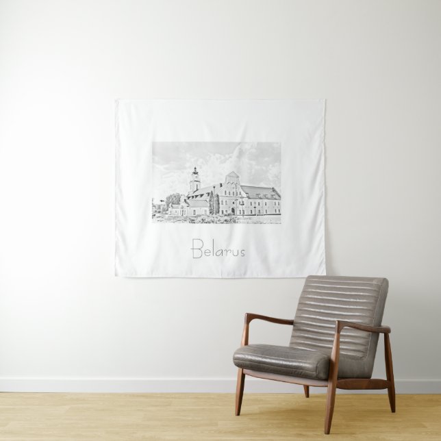 Belarus Orsha Architecture City Sketch Tapestry (In Situ (Horizontal))