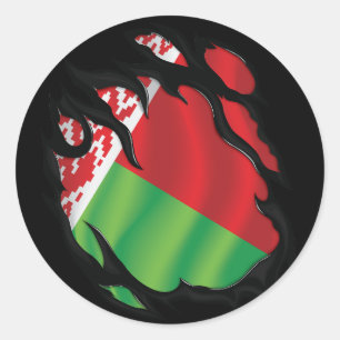 Belarus Ripped Flag Classic Round Sticker