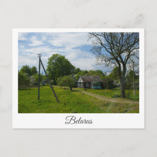 Belarus Rural Road Hut House Landscape Nature Postcard