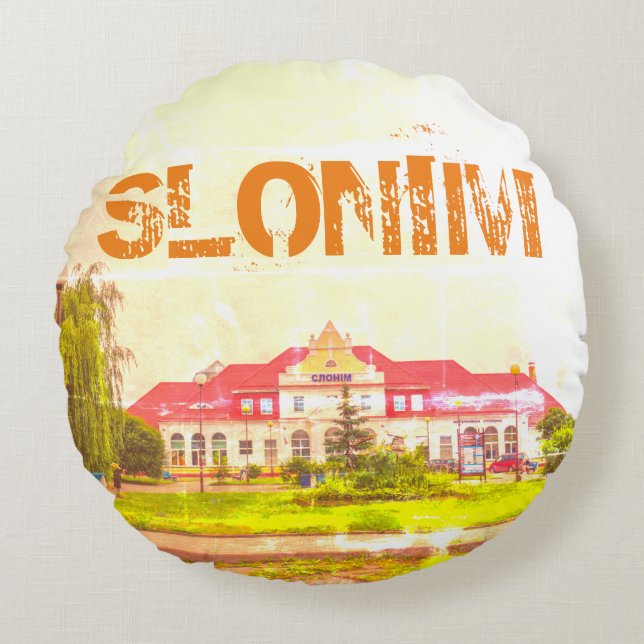 Belarus Slonim Train Station Architecture Round Cushion (Front)