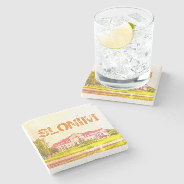 Belarus Slonim Train Station Architecture Stone Coaster (Side)