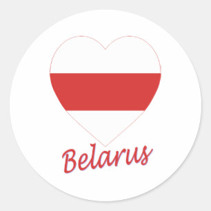 Belarus (traditional) Flag Heart Classic Round Sticker