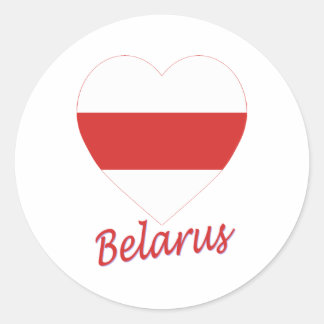 Belarus (traditional) Flag Heart Classic Round Sticker