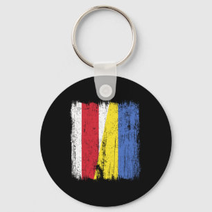 Belarus Ukraine Half Flag Belarusian Ukrainian Her Key Ring
