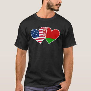 Belarus USA Flag Twin Heart for Belarusian Americ T-Shirt