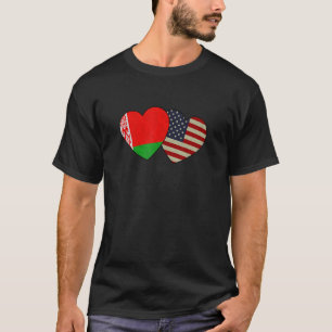 Belarusian American Couple Heart Love Flag Valenti T-Shirt