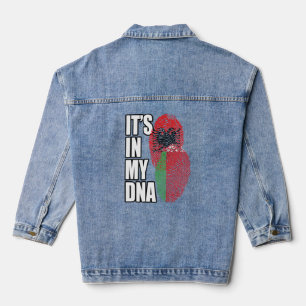 Belarusian And Albanian Mix DNA Flag Heritage Denim Jacket