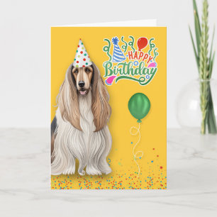 Belated Birthday Afghan Hound Dog in a Party Hat Card