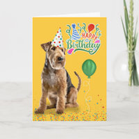 Belated Birthday Airedale Terrier in a Party Hat