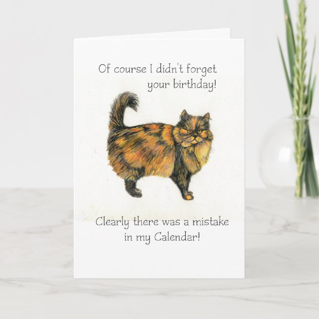 Belated Birthday Card - Brown Tabby Cat (Front)